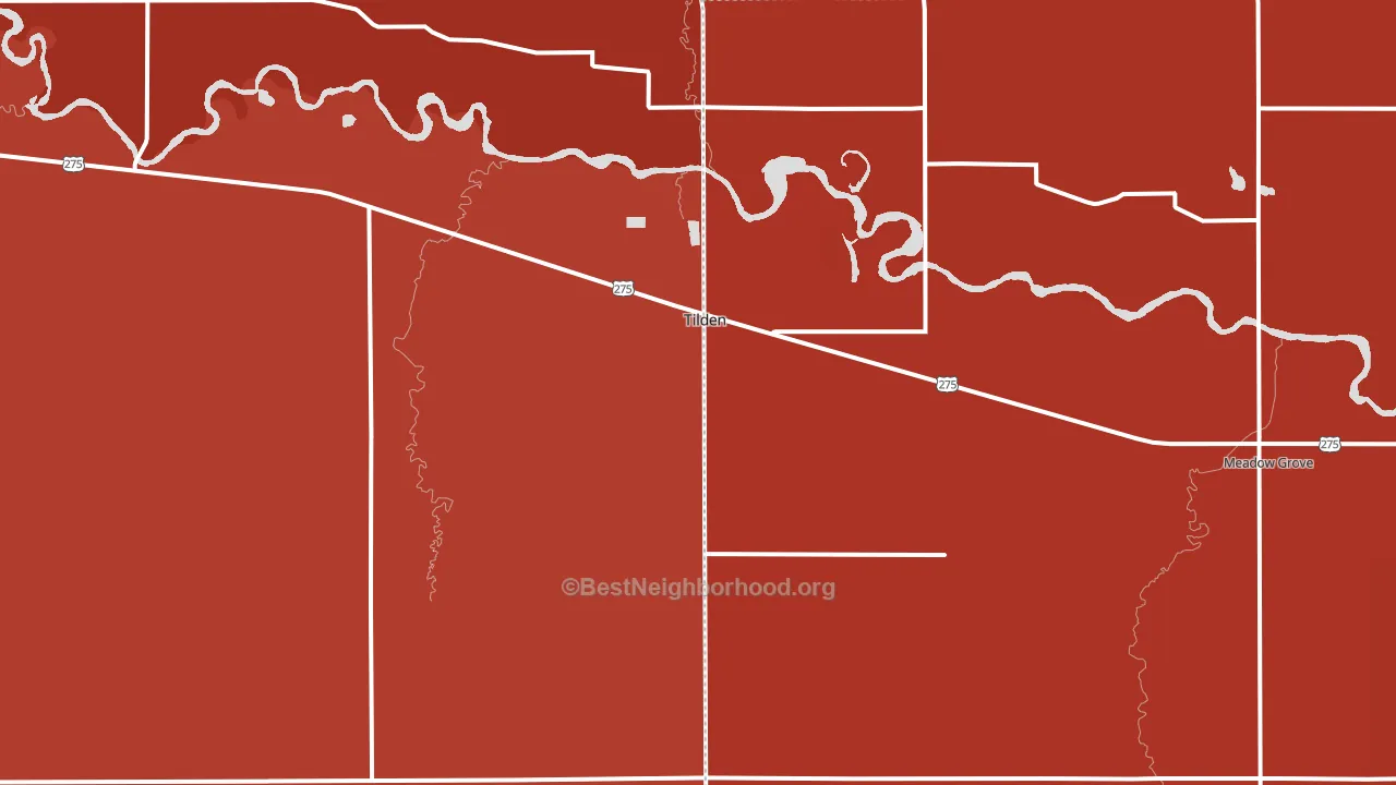 68781, NE block-group political-lean map