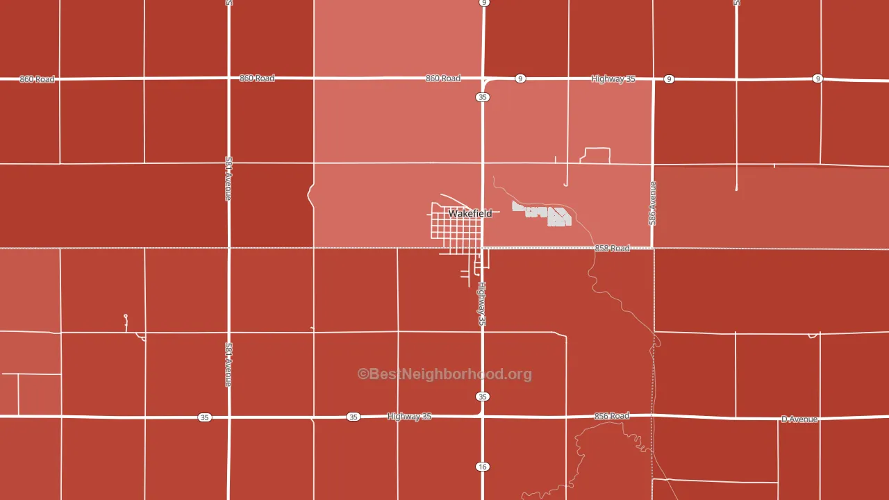 68784, NE block-group political-lean map
