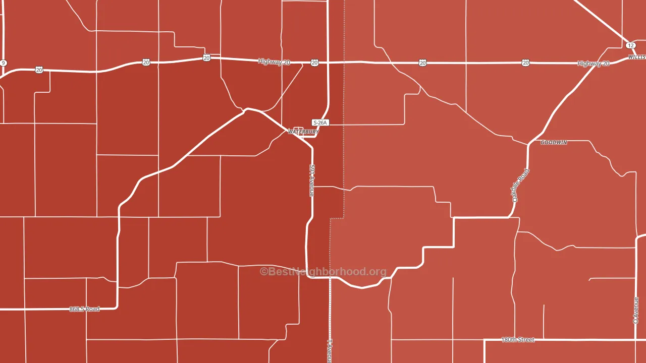 68785, NE block-group political-lean map