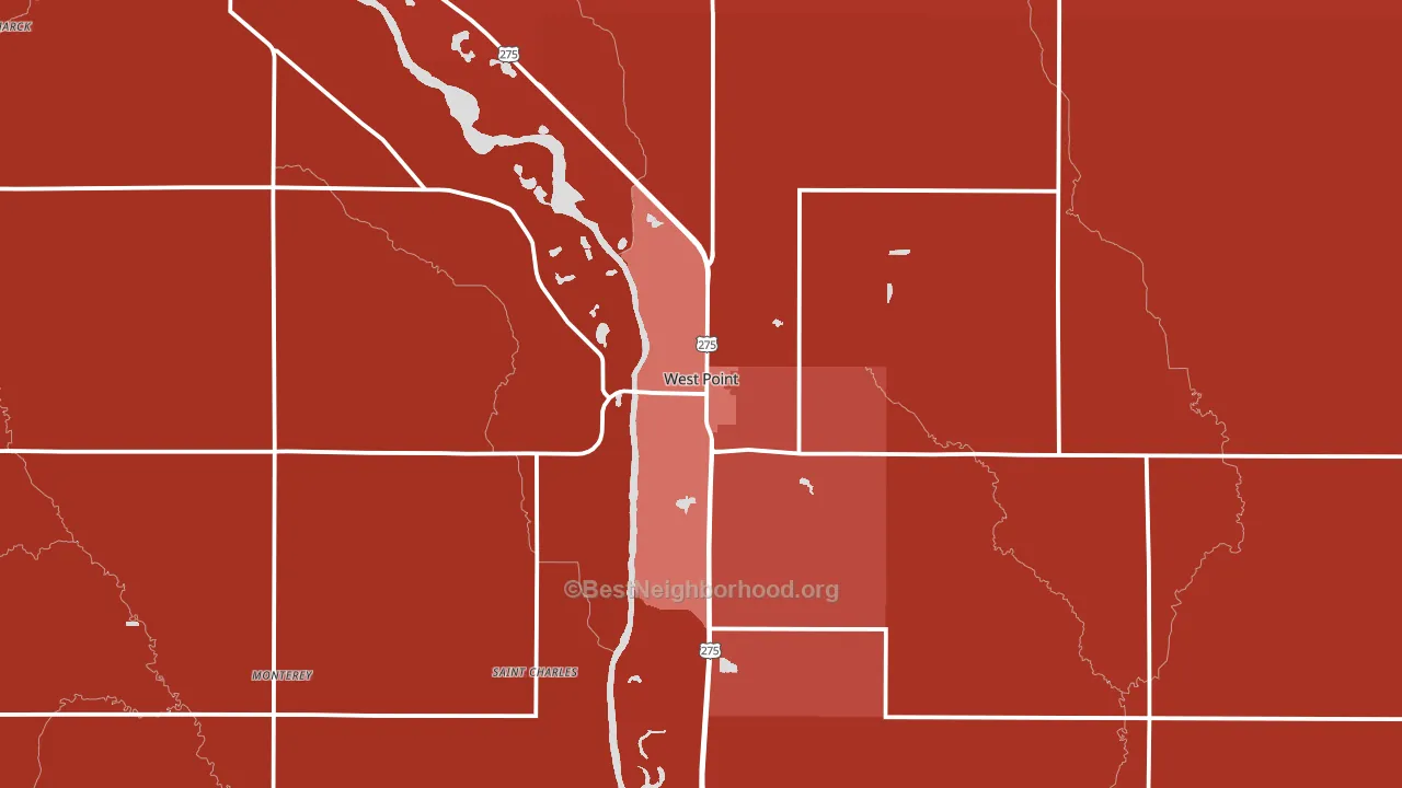 68788, NE block-group political-lean map