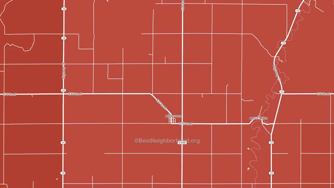 68789, NE block-group political-lean map