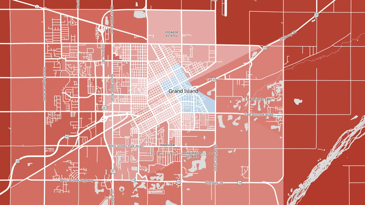 68801, NE block-group political-lean map