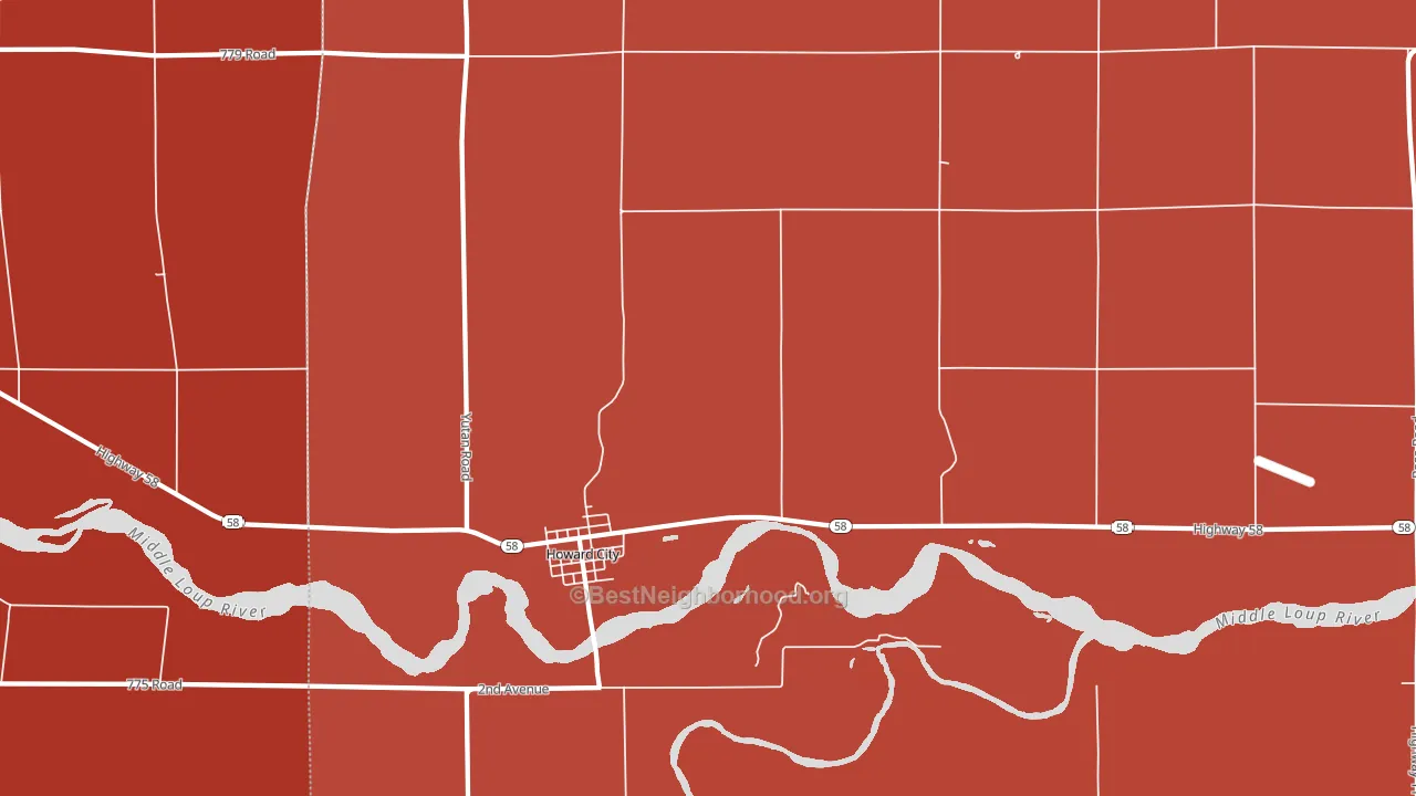 68820, NE block-group political-lean map