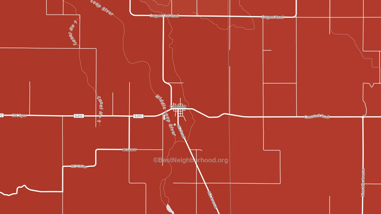 68828, NE block-group political-lean map