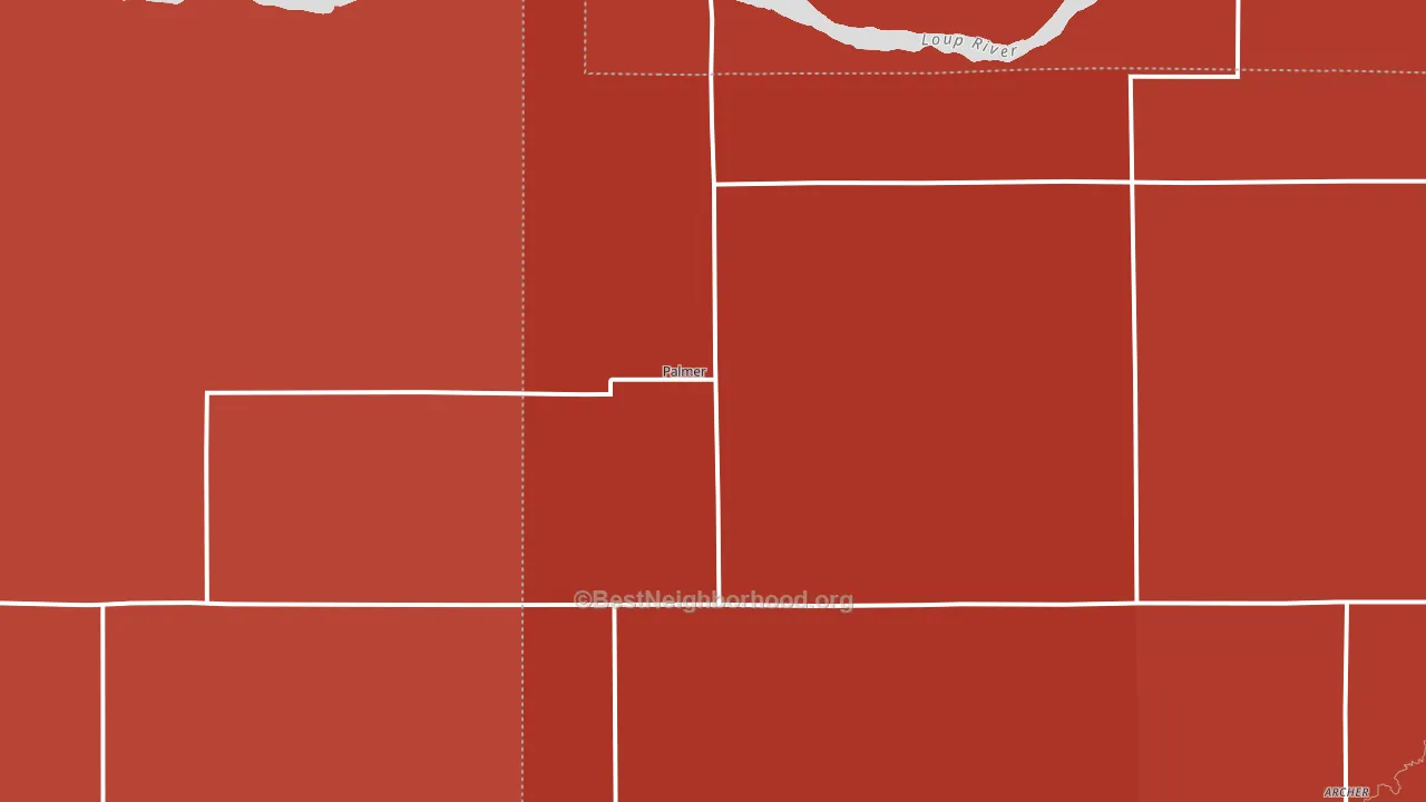 68864, NE block-group political-lean map