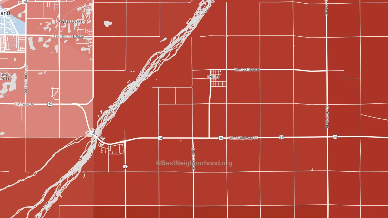 68865, NE block-group political-lean map