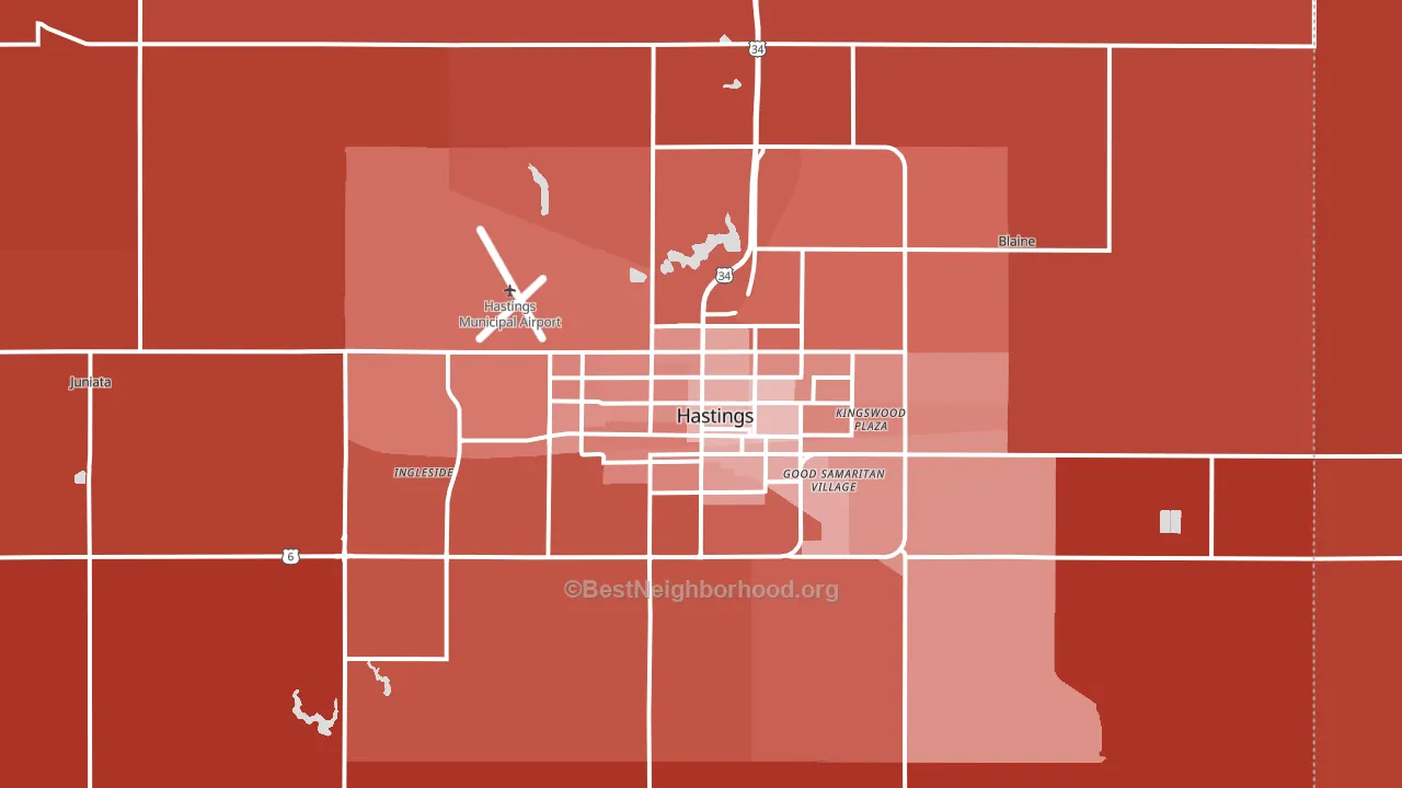 68901, NE block-group political-lean map