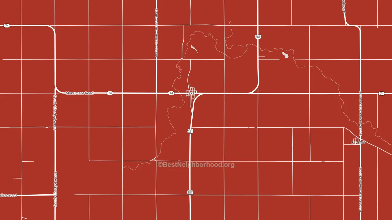 68925, NE block-group political-lean map