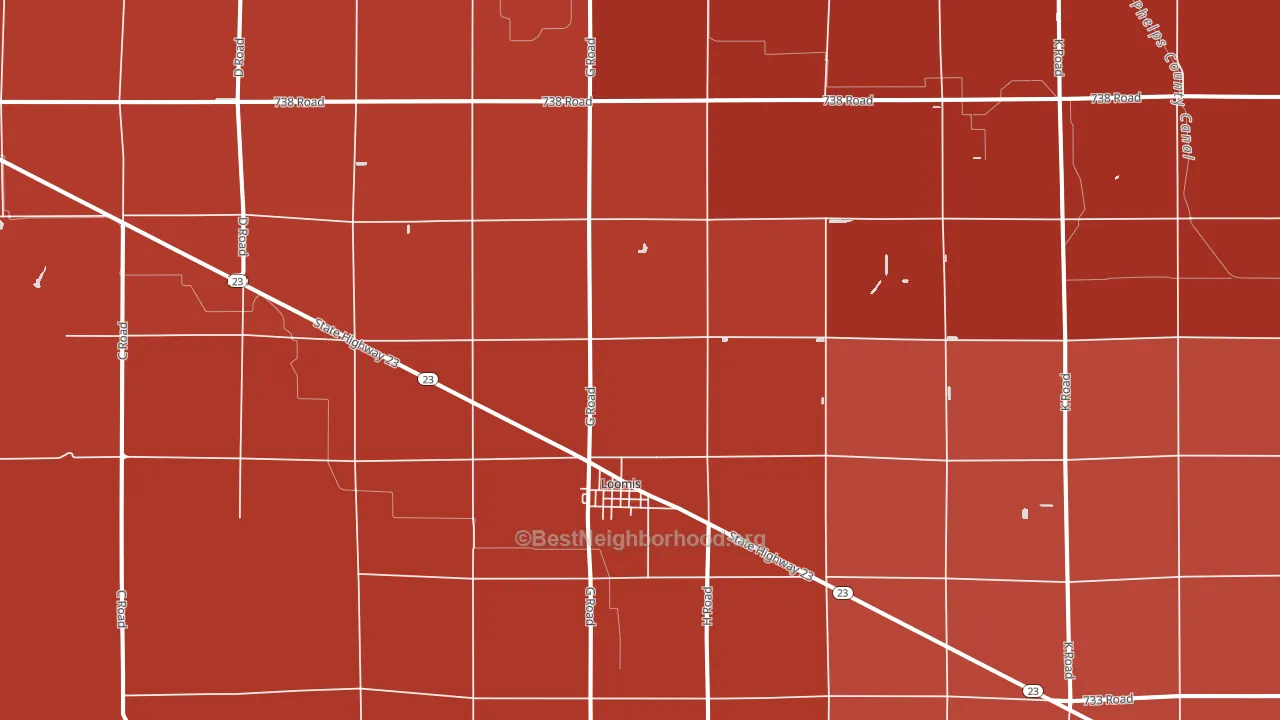 68958, NE block-group political-lean map