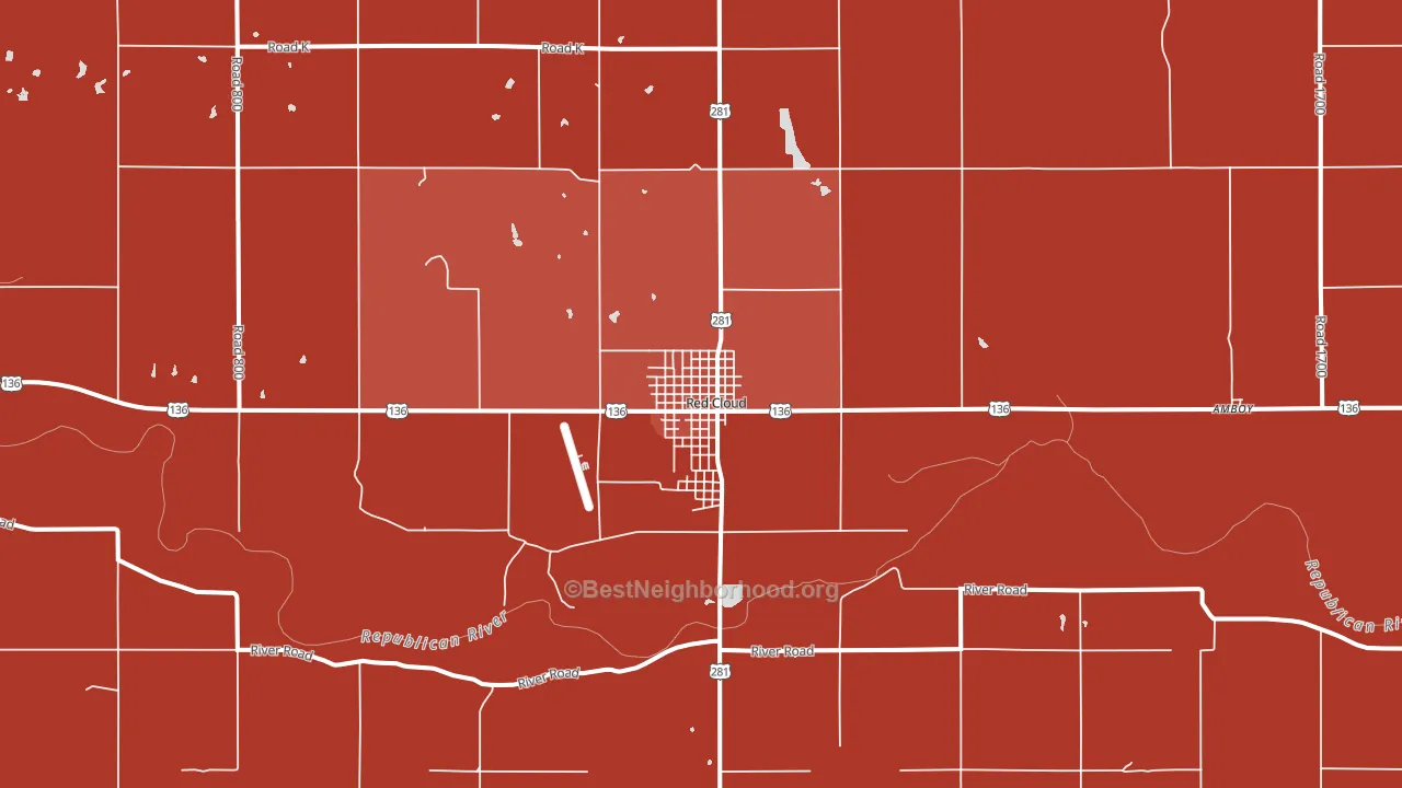 68970, NE block-group political-lean map