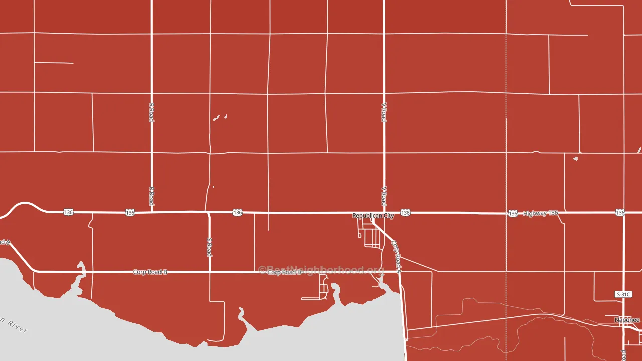 68971, NE block-group political-lean map
