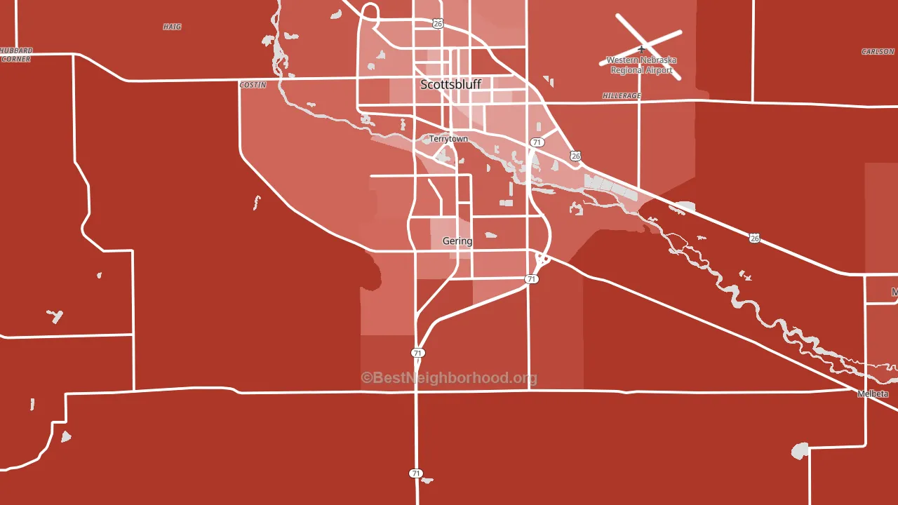 69341, NE block-group political-lean map