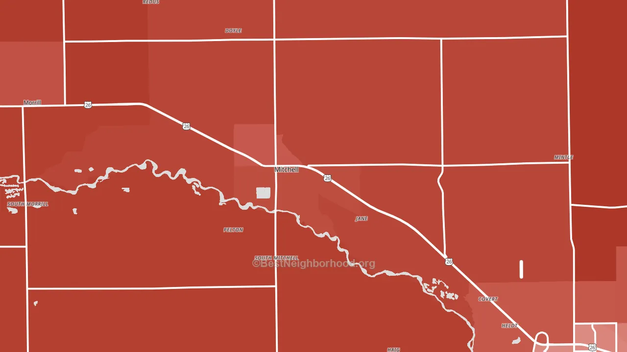 69357, NE block-group political-lean map