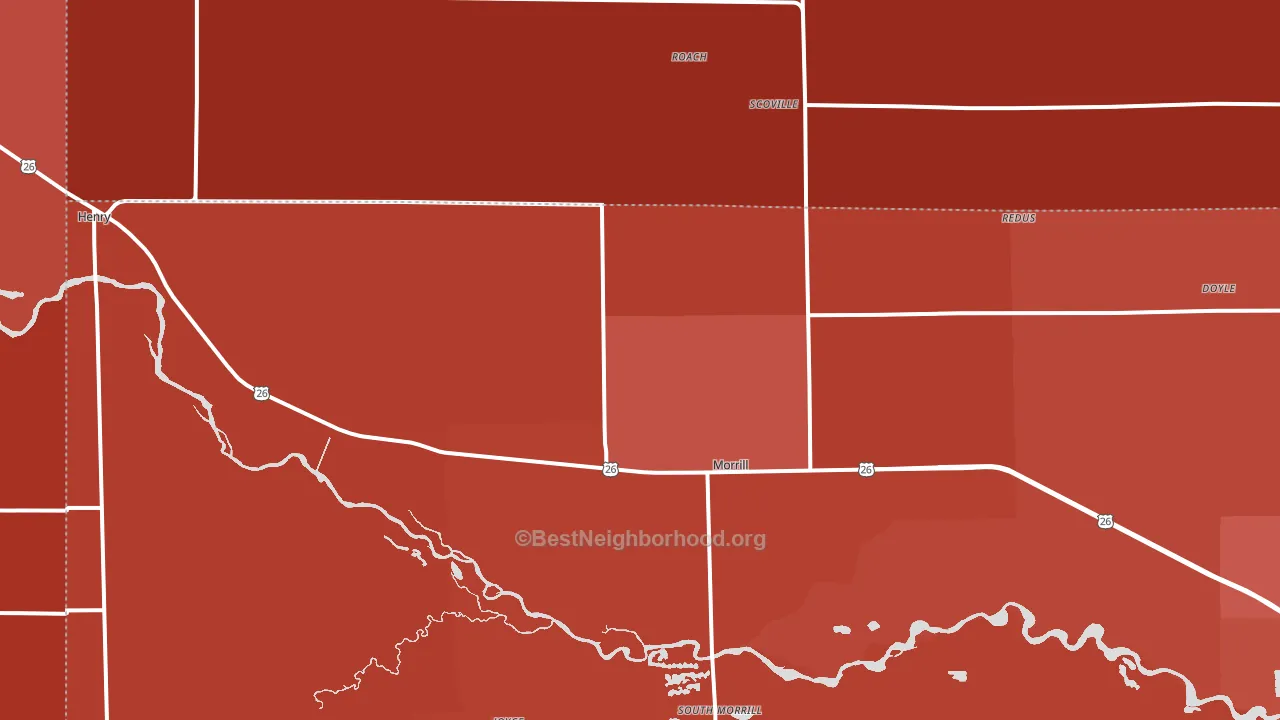 69358, NE block-group political-lean map