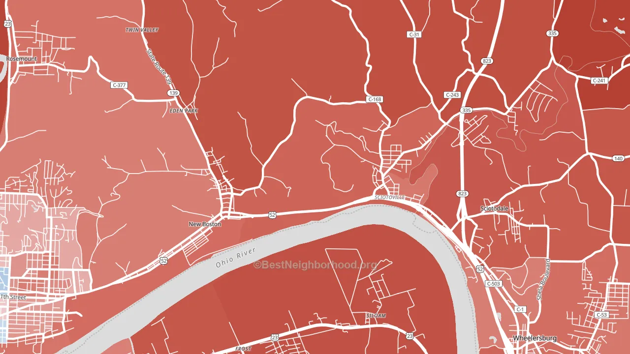 6th Ward, Portsmouth, OH block-group political-lean map