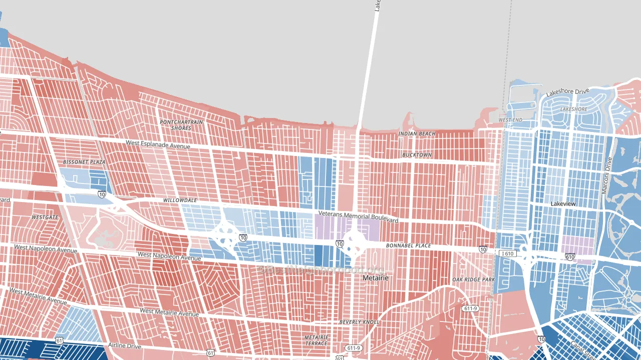 70002, LA block-group political-lean map