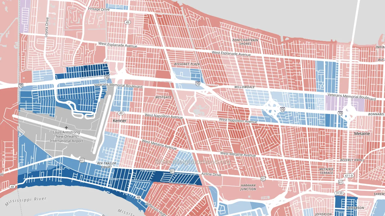 70003, LA block-group political-lean map