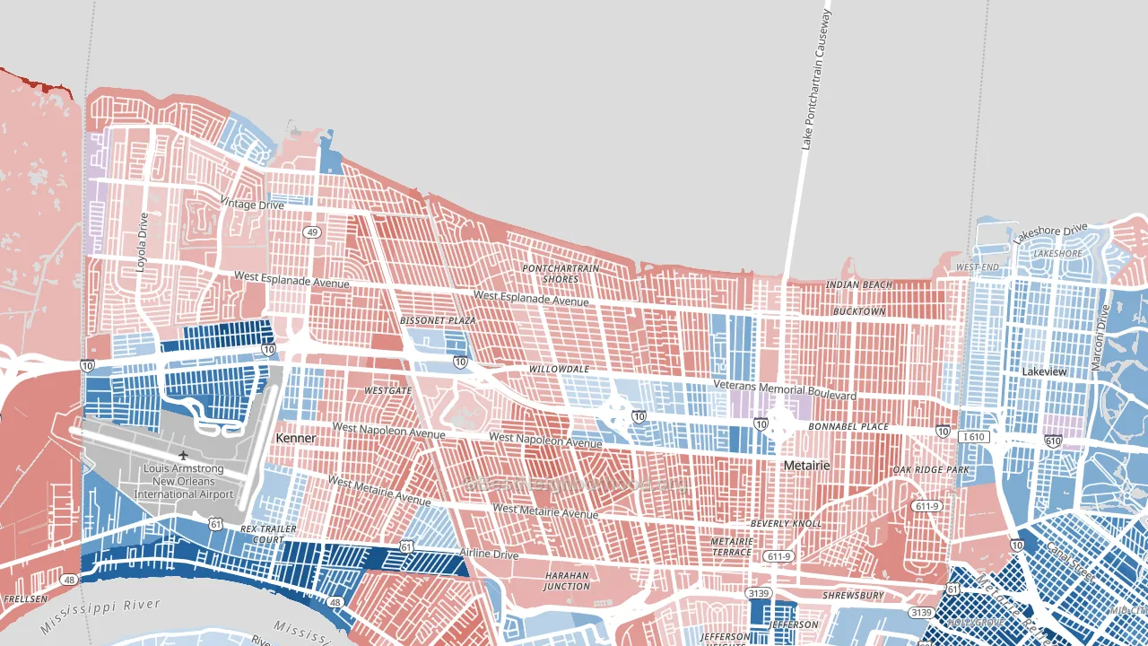70006, LA block-group political-lean map
