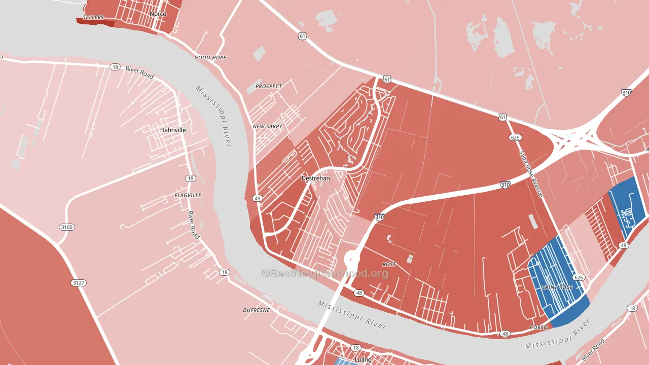 70047, LA block-group political-lean map