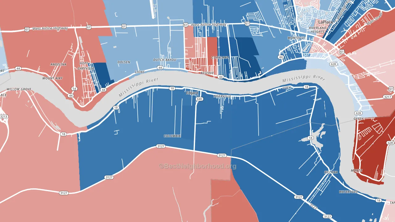 70049, LA block-group political-lean map
