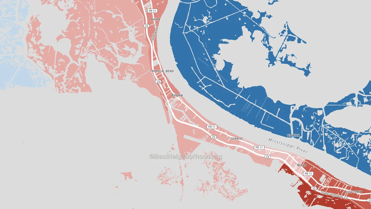 70050, LA block-group political-lean map