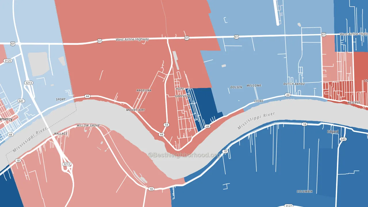 70051, LA block-group political-lean map