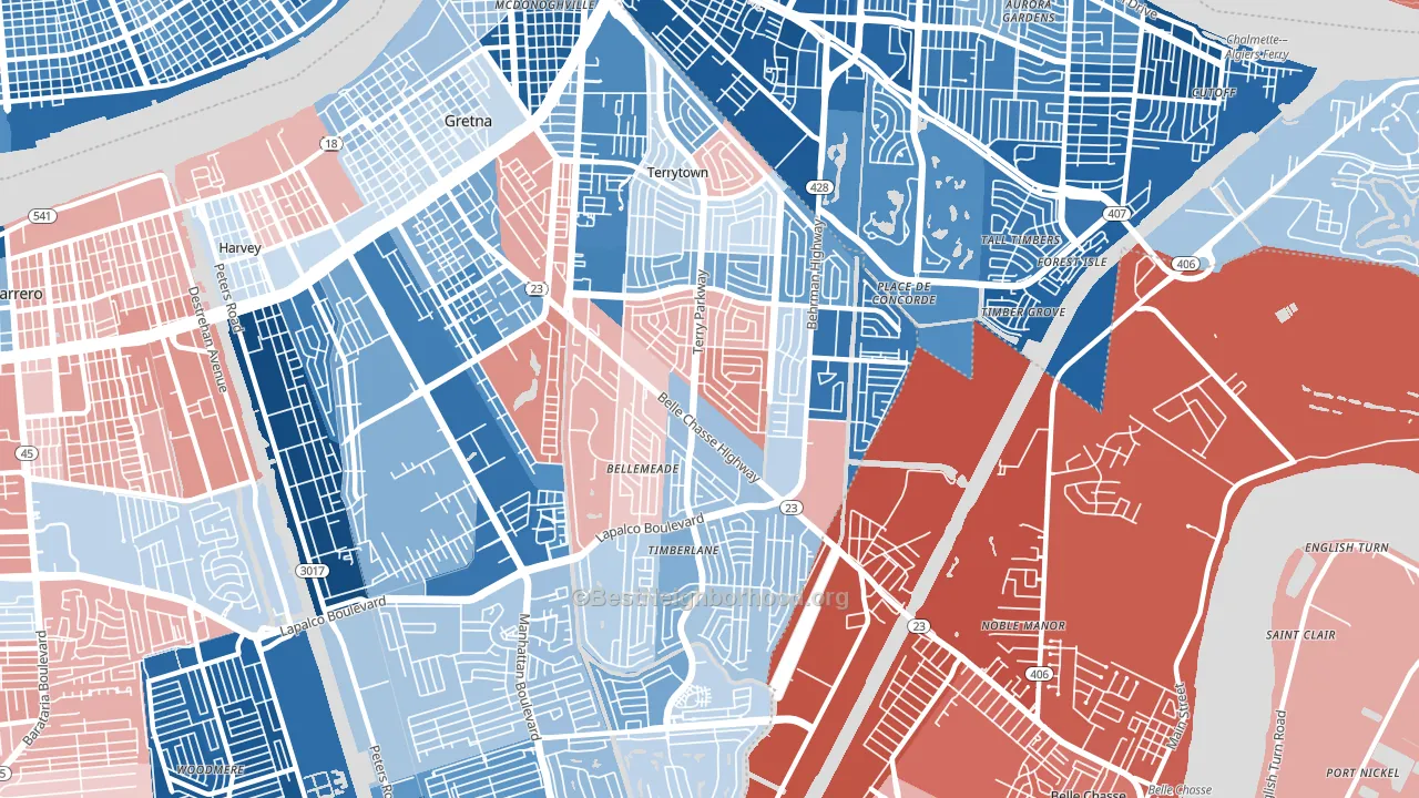 70056, LA block-group political-lean map