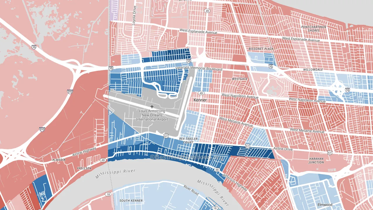 70062, LA block-group political-lean map