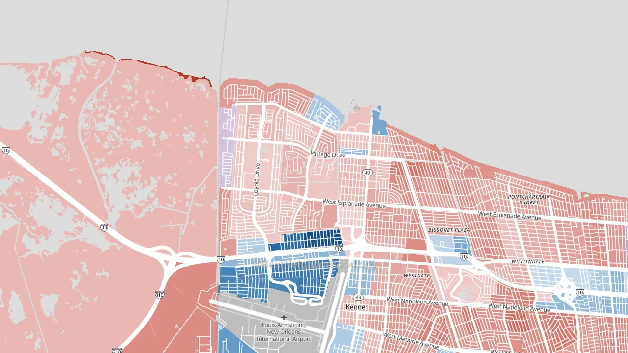 70065, LA block-group political-lean map