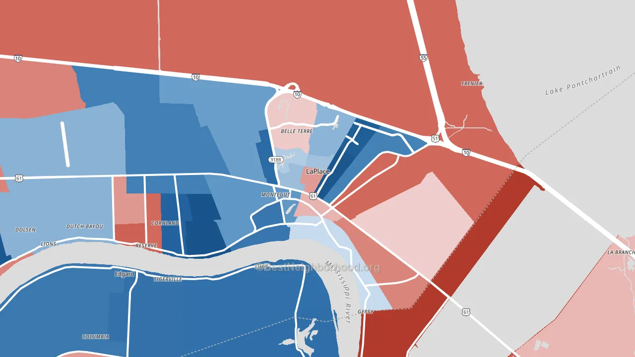 70068, LA block-group political-lean map