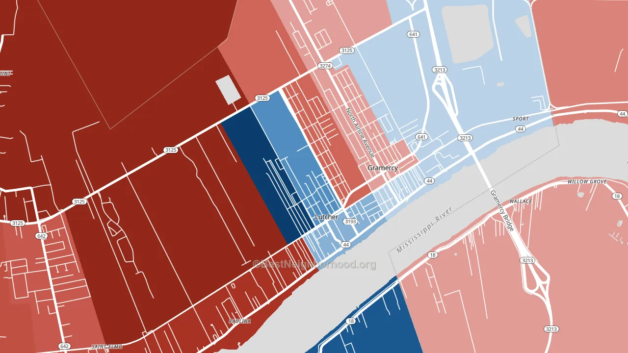 70071, LA block-group political-lean map