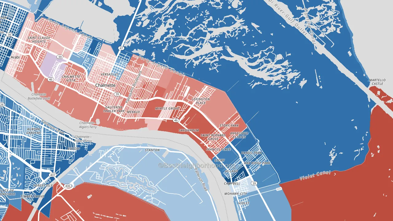 70075, LA block-group political-lean map