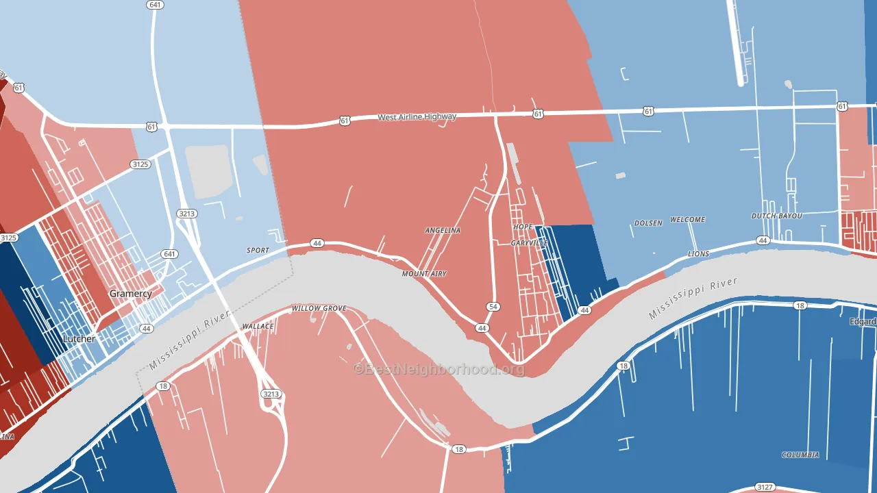 70076, LA block-group political-lean map