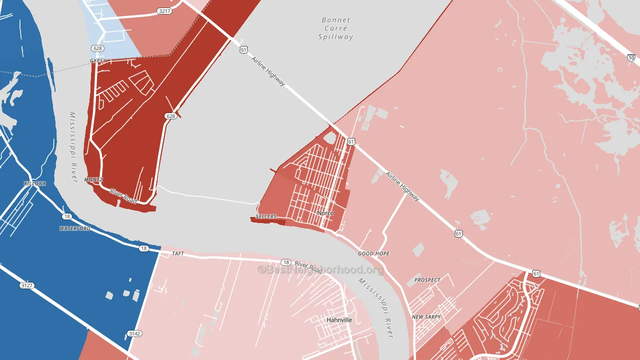 70079, LA block-group political-lean map