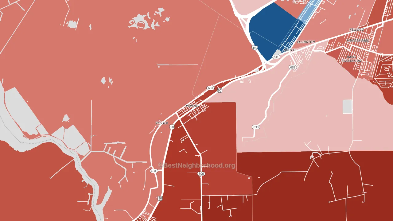 70080, LA block-group political-lean map