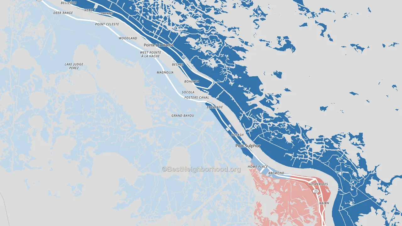 70083, LA block-group political-lean map
