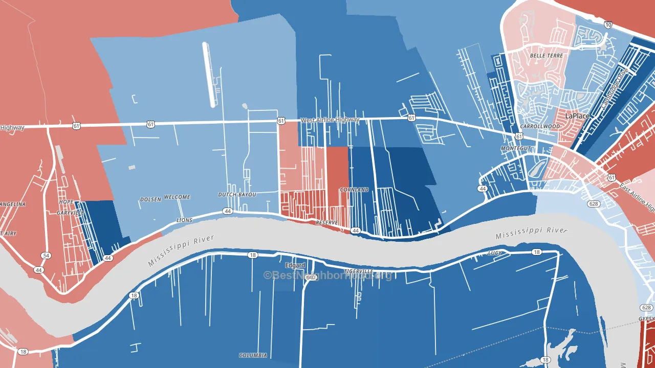 70084, LA block-group political-lean map