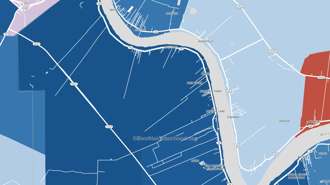 70086, LA block-group political-lean map