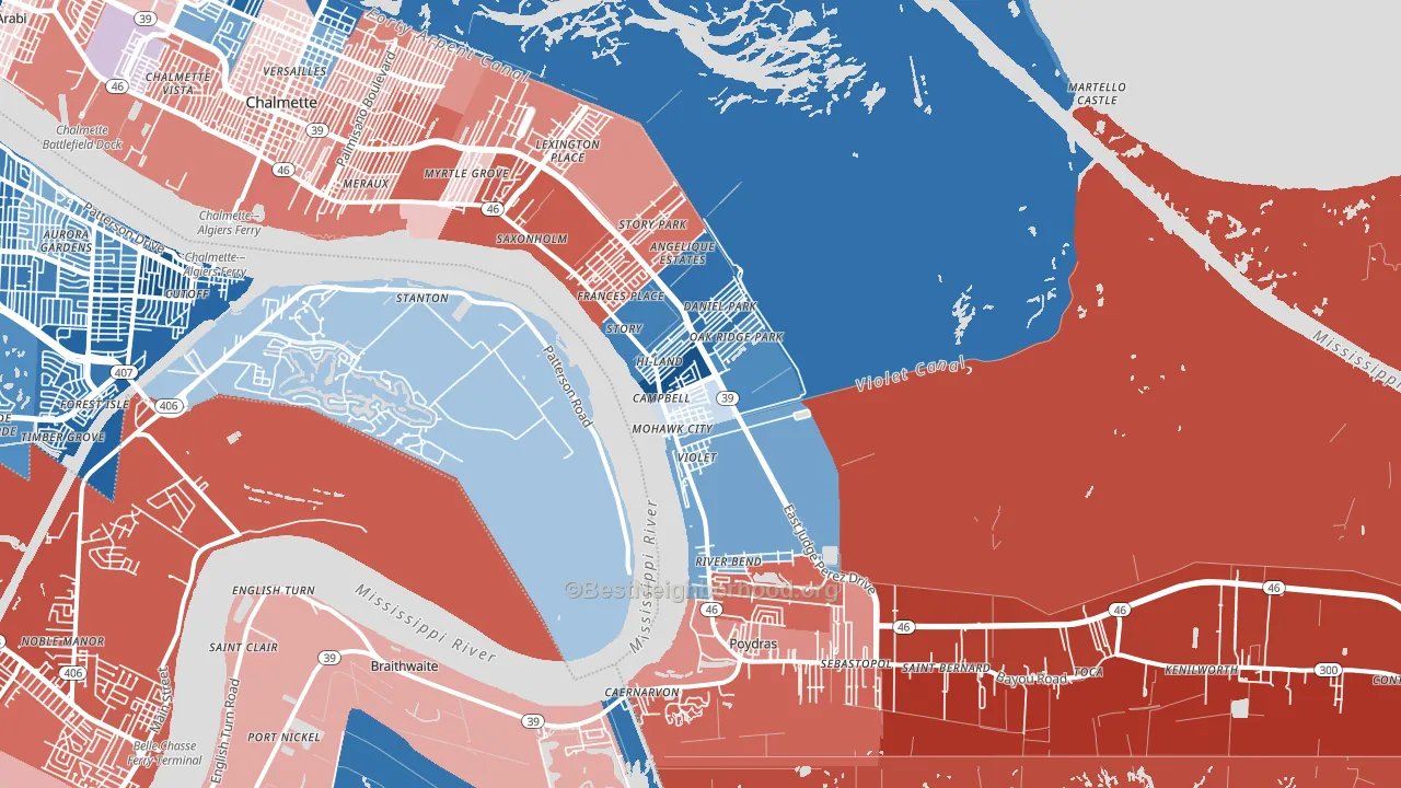 70092, LA block-group political-lean map