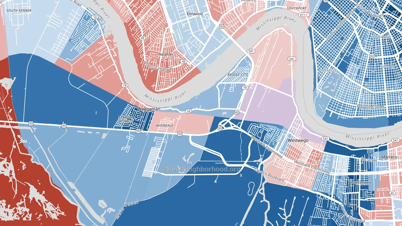 70094, LA block-group political-lean map
