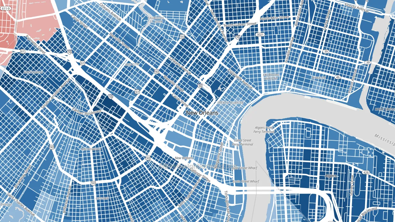 70112, LA block-group political-lean map