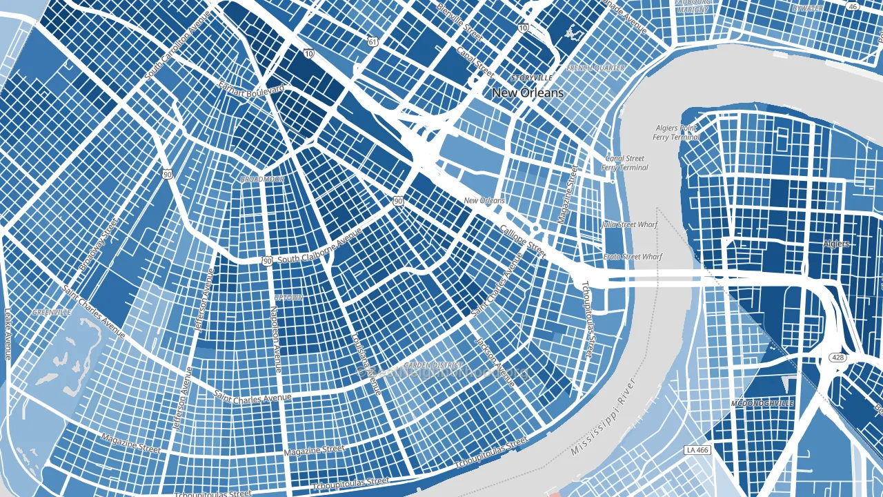 70113, LA block-group political-lean map