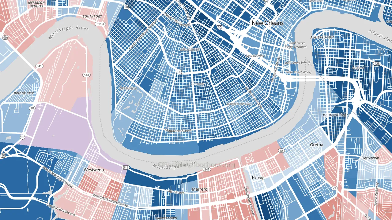 70115, LA block-group political-lean map