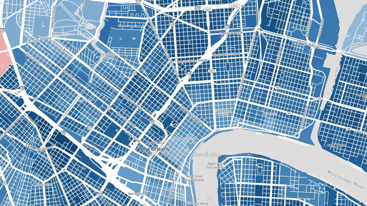 70116, LA block-group political-lean map