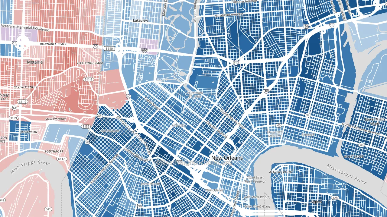 70119, LA block-group political-lean map