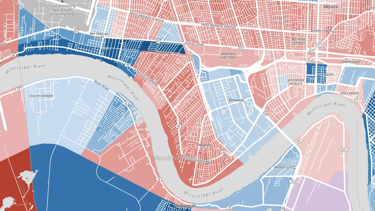 70123, LA block-group political-lean map