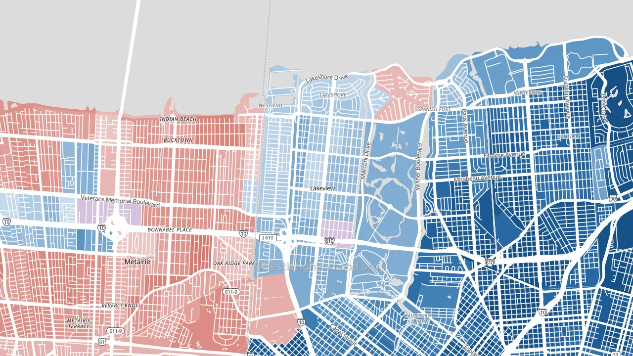 70124, LA block-group political-lean map