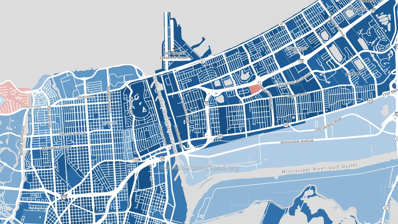 70126, LA block-group political-lean map