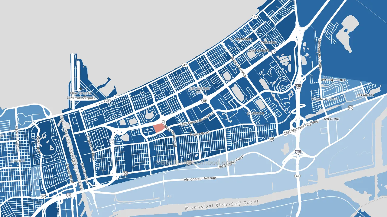 70127, LA block-group political-lean map
