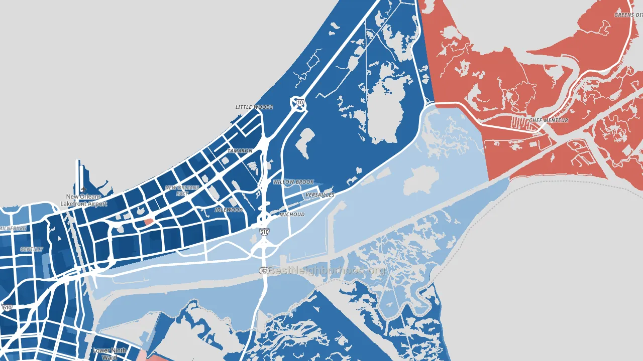 70129, LA block-group political-lean map